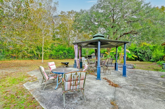 view of patio / terrace with a gazebo