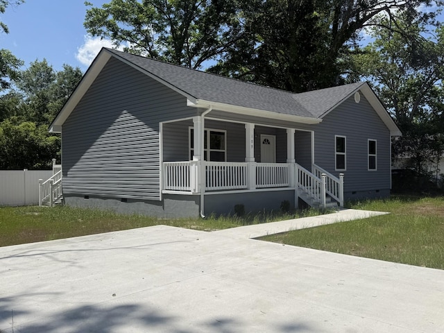 109 NW Haddock Rd, Orangeburg, SC 29115 - view of front of property with crawl space, covered porch, and roof with shingles