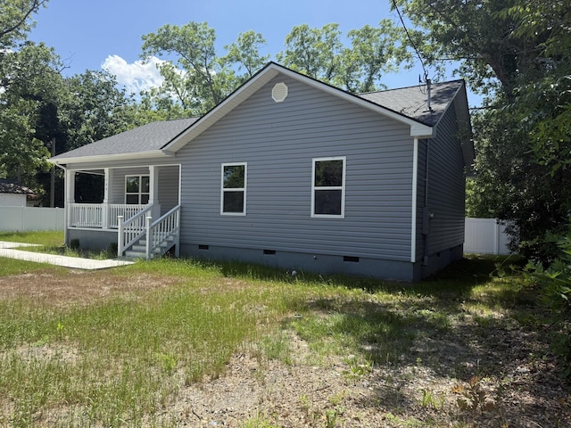 109 NW Haddock Rd, Orangeburg, SC 29115 - back of house featuring crawl space, covered porch, and a shingled roof