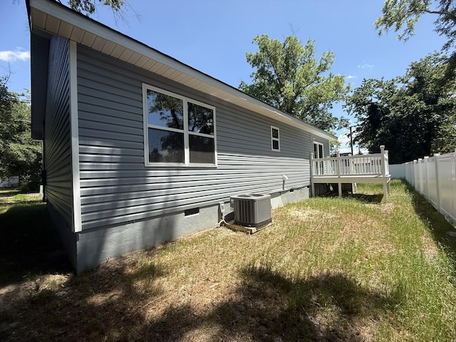 109 NW Haddock Rd, Orangeburg, SC 29115 - view of property exterior with central AC, crawl space, and a wooden deck