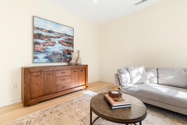 living room featuring light hardwood / wood-style flooring