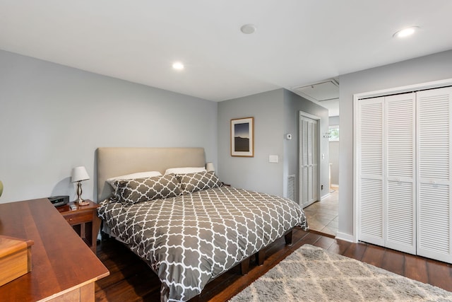 2500 The Bent Twig, Seabrook Island, SC 29455 - bedroom featuring attic access, wood finished floors, and recessed lighting
