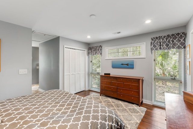 2500 The Bent Twig, Seabrook Island, SC 29455 - bedroom with wood finished floors, a closet, recessed lighting, and baseboards