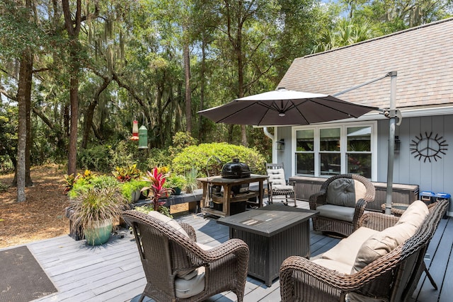 2500 The Bent Twig, Seabrook Island, SC 29455 - wooden terrace featuring an outdoor living space and view of scattered trees