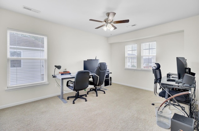 145 Woodbrook Way, Moncks Corner, SC 29461 - office area with a ceiling fan, carpet floors, and baseboards