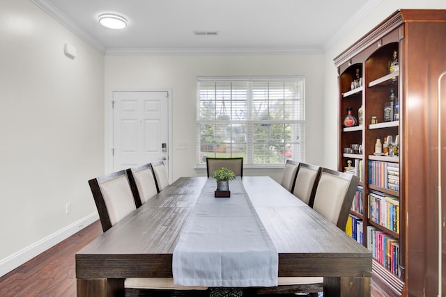 145 Woodbrook Way, Moncks Corner, SC 29461 - dining space featuring ornamental molding, dark wood-type flooring, and baseboards