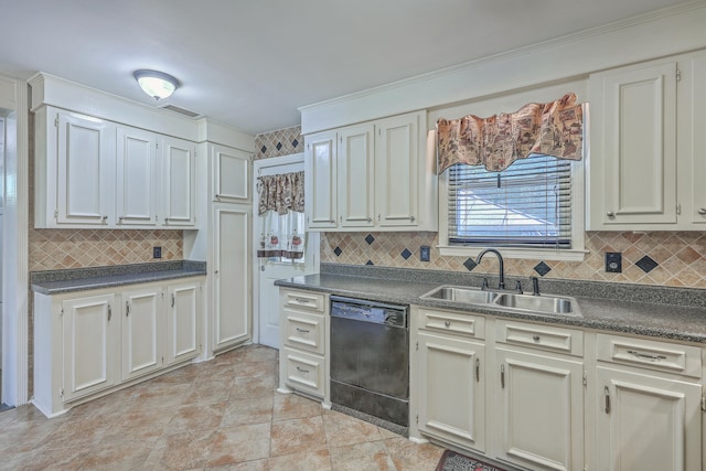 kitchen featuring backsplash, dishwasher, and sink