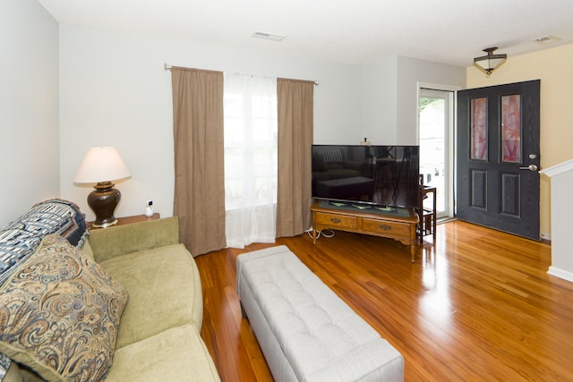 living room with hardwood / wood-style flooring