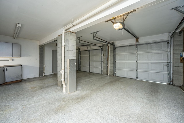 garage with a garage door opener