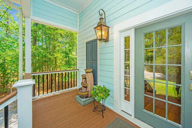 wooden deck with covered porch