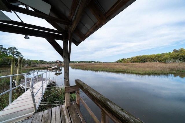 view of dock featuring a water view