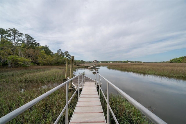 dock area featuring a water view