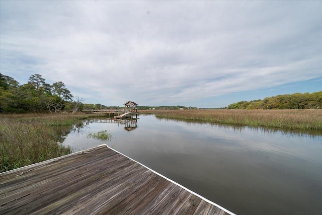 view of dock featuring a water view
