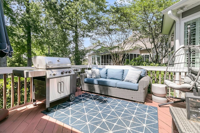 deck with an outdoor hangout area