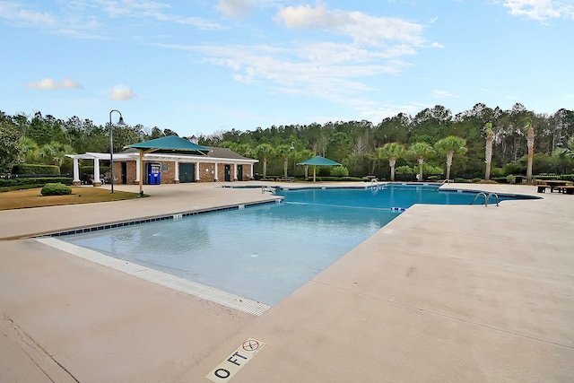 community pool with a patio