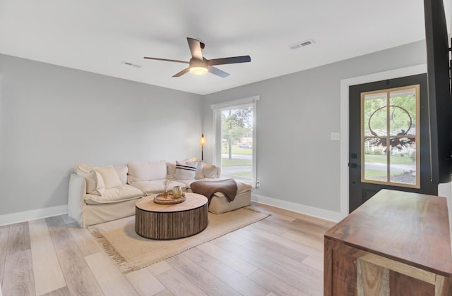 7674 Chippendale Rd, North Charleston, SC 29420 - living area with ceiling fan, wood finished floors, and baseboards