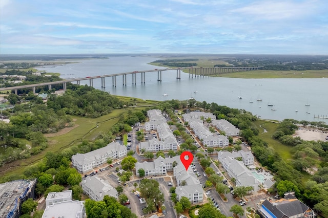 130 River Landing Dr Unit 9104, Charleston, SC 29492 - aerial view of property and surrounding area with a nearby body of water and a notable bridge