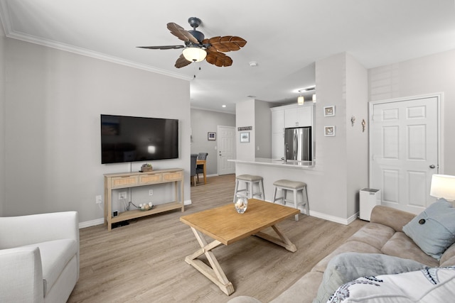 130 River Landing Dr Unit 9104, Charleston, SC 29492 - living area with a ceiling fan, light wood-type flooring, and crown molding
