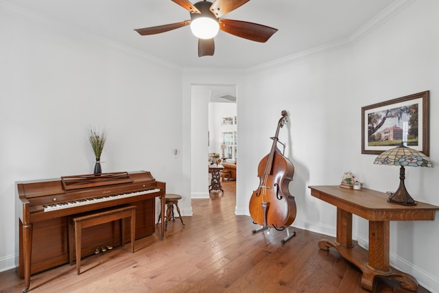 233 Camber Rd, Huger, SC 29450 - sitting room featuring ornamental molding, ceiling fan, and wood finished floors