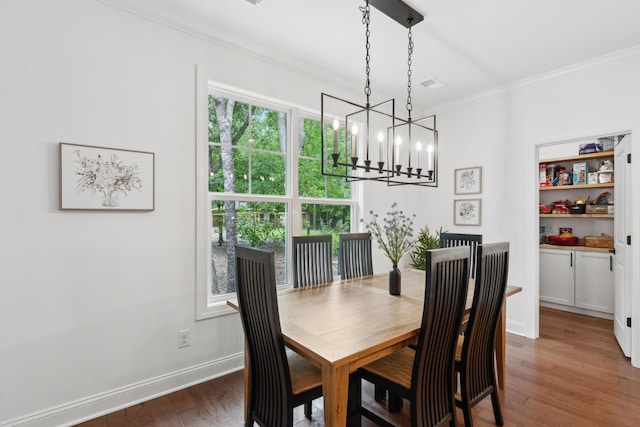 233 Camber Rd, Huger, SC 29450 - dining area with a chandelier, ornamental molding, and wood finished floors