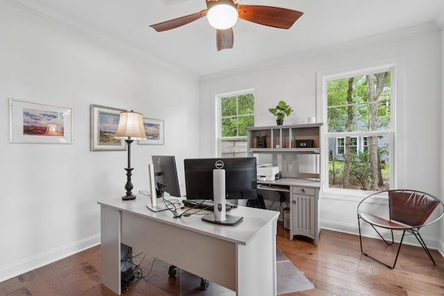 233 Camber Rd, Huger, SC 29450 - office space featuring wood-type flooring, ceiling fan, and ornamental molding