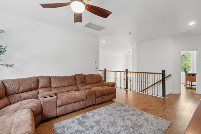 233 Camber Rd, Huger, SC 29450 - living area featuring a ceiling fan, wood finished floors, and recessed lighting