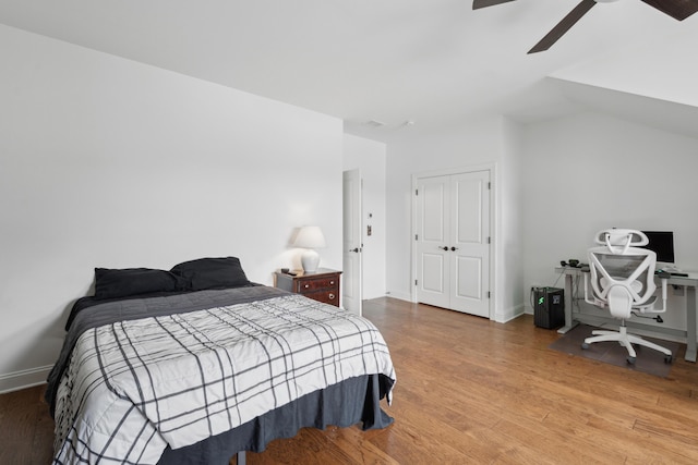 233 Camber Rd, Huger, SC 29450 - bedroom with wood finished floors, a ceiling fan, and a closet