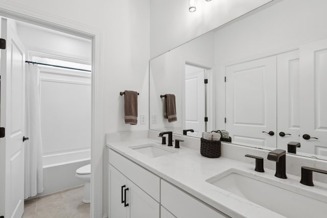 233 Camber Rd, Huger, SC 29450 - full bathroom with double vanity, shower / bathtub combination with curtain, and tile patterned flooring