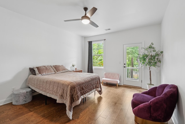 233 Camber Rd, Huger, SC 29450 - bedroom featuring access to exterior, light wood-style floors, and ceiling fan