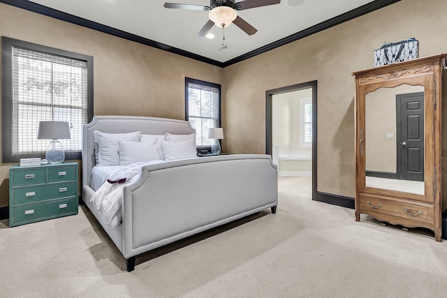 7021 Schooner St, Charleston, SC 29492 - bedroom featuring ornamental molding, multiple windows, light colored carpet, and a ceiling fan