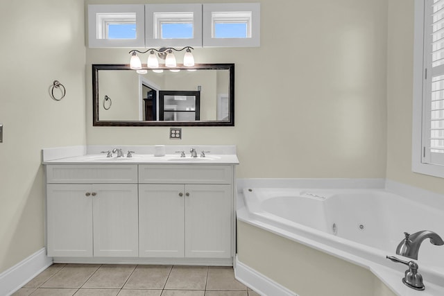7021 Schooner St, Charleston, SC 29492 - full bath featuring double vanity, tile patterned floors, and a tub with jets