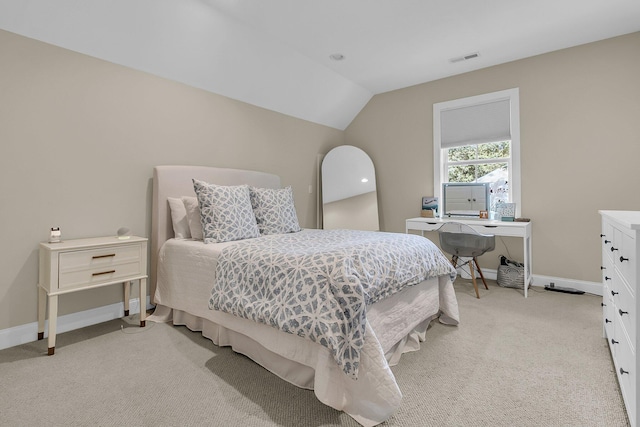 7021 Schooner St, Charleston, SC 29492 - bedroom with light colored carpet, lofted ceiling, and a desk