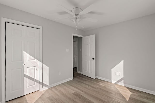 3113 Matipan Ave, North Charleston, SC 29405 - unfurnished bedroom featuring light wood-style flooring, a closet, and ceiling fan