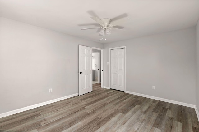 3113 Matipan Ave, North Charleston, SC 29405 - unfurnished bedroom featuring wood finished floors, a closet, and ceiling fan