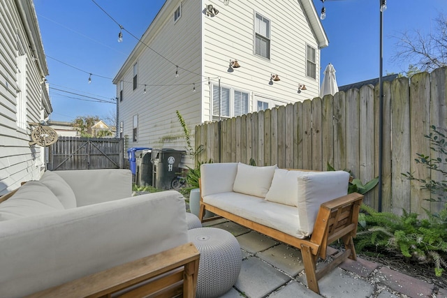 view of patio / terrace featuring an outdoor living space