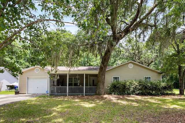 3347 Walter Dr, Johns Island, SC 29455 - single story home featuring a front yard, a garage, driveway, and a porch