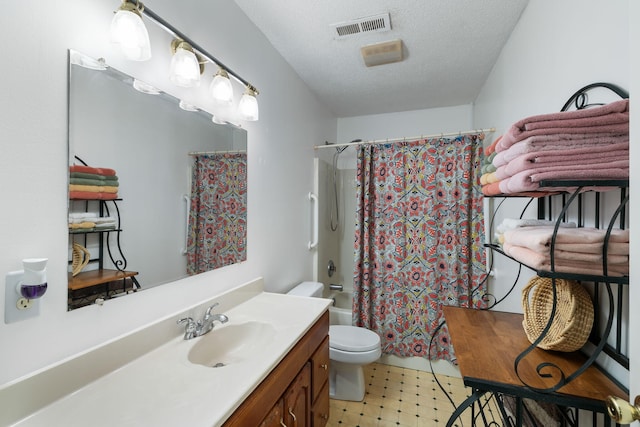 3347 Walter Dr, Johns Island, SC 29455 - full bath with vanity, a textured ceiling, shower / bath combo with shower curtain, and tile patterned floors