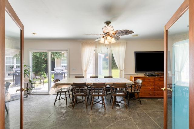 3347 Walter Dr, Johns Island, SC 29455 - dining room featuring ornamental molding and a ceiling fan