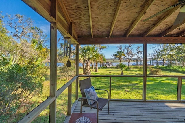 7897 Russell Creek Dr, Edisto Island, SC 29438 - unfurnished sunroom with a water view
