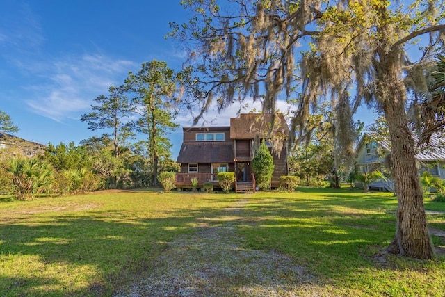7897 Russell Creek Dr, Edisto Island, SC 29438 - view of grassy yard featuring a wooden deck
