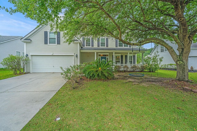 468 Maple Oak Ln, Charleston, SC 29414 - traditional-style house with a porch, an attached garage, a front lawn, and driveway