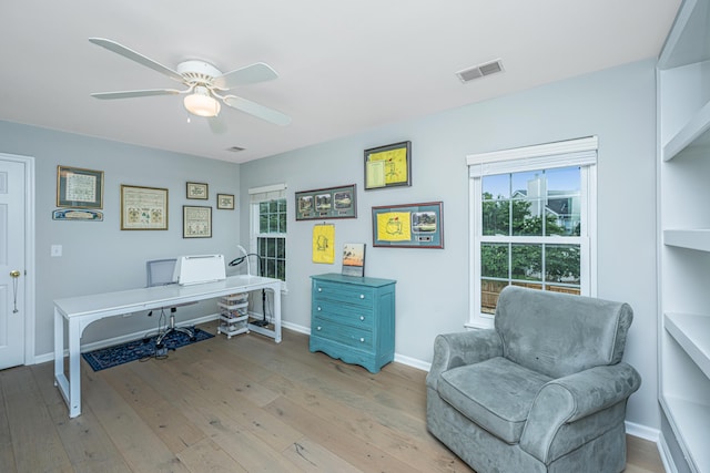 468 Maple Oak Ln, Charleston, SC 29414 - office area featuring light wood-style floors and ceiling fan