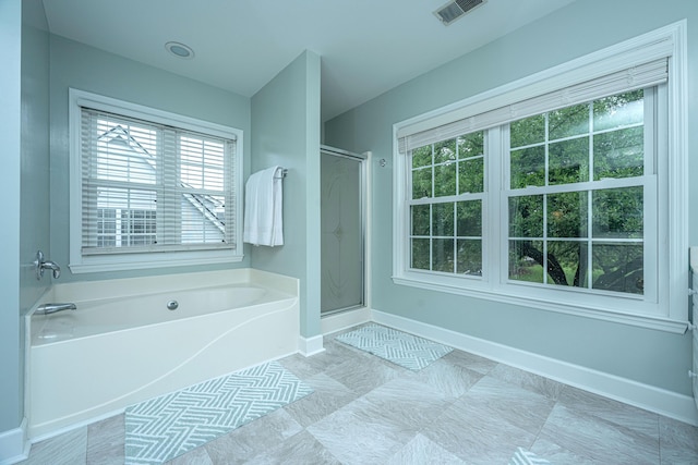 468 Maple Oak Ln, Charleston, SC 29414 - bathroom with a garden tub, healthy amount of natural light, and a shower stall