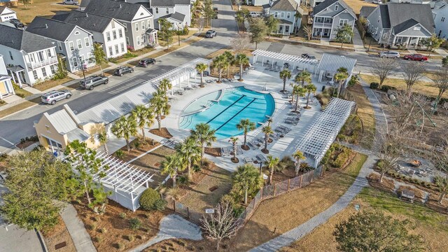 bird's eye view with a residential view