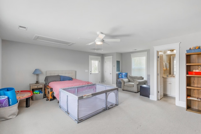 1722 Trewin Ct, Charleston, SC 29492 - carpeted bedroom with attic access and ceiling fan