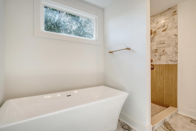 bathroom with independent shower and bath