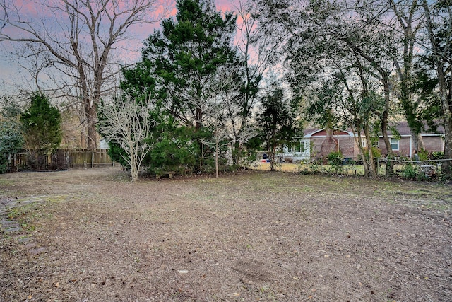 view of yard at dusk