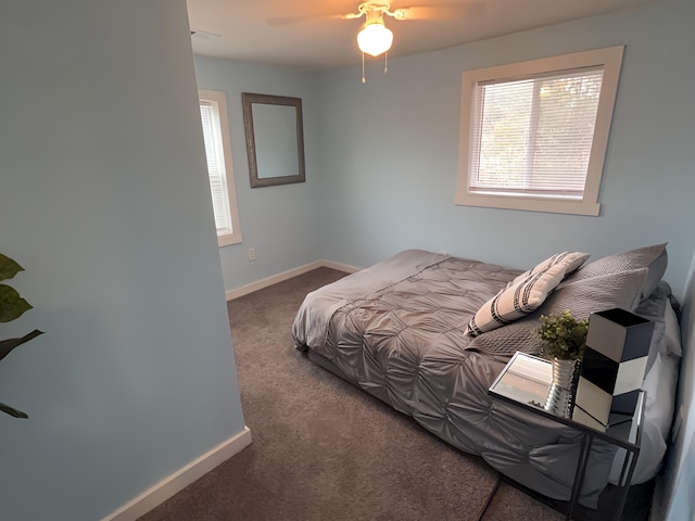 bedroom with carpet flooring and ceiling fan