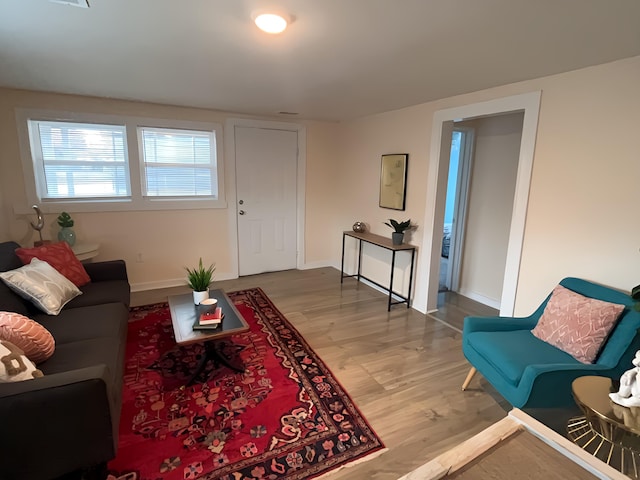 living room with hardwood / wood-style floors