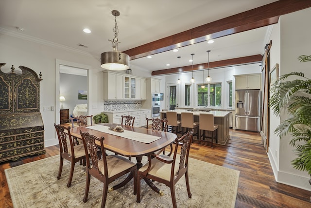 1193 River Rd, Johns Island, SC 29455 - dining space featuring recessed lighting, dark wood-style floors, and ornamental molding
